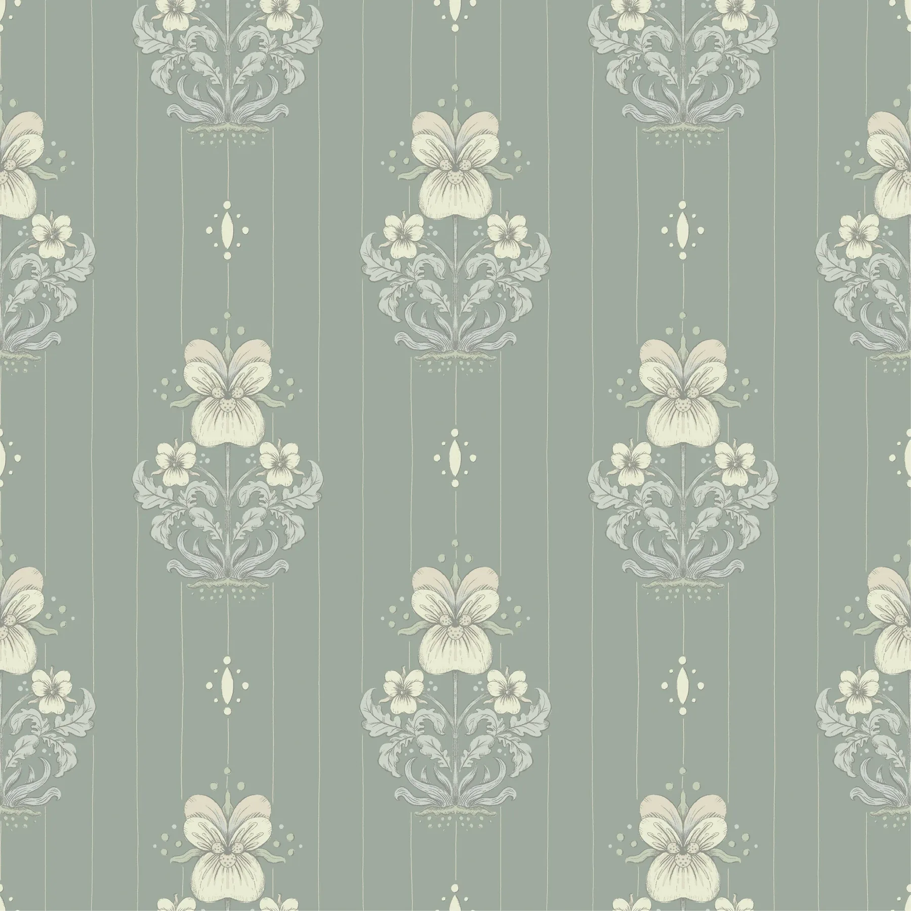 A-Street Prints Gullvie Seafoam Pansies Wallpaper - SKU 4201-48007