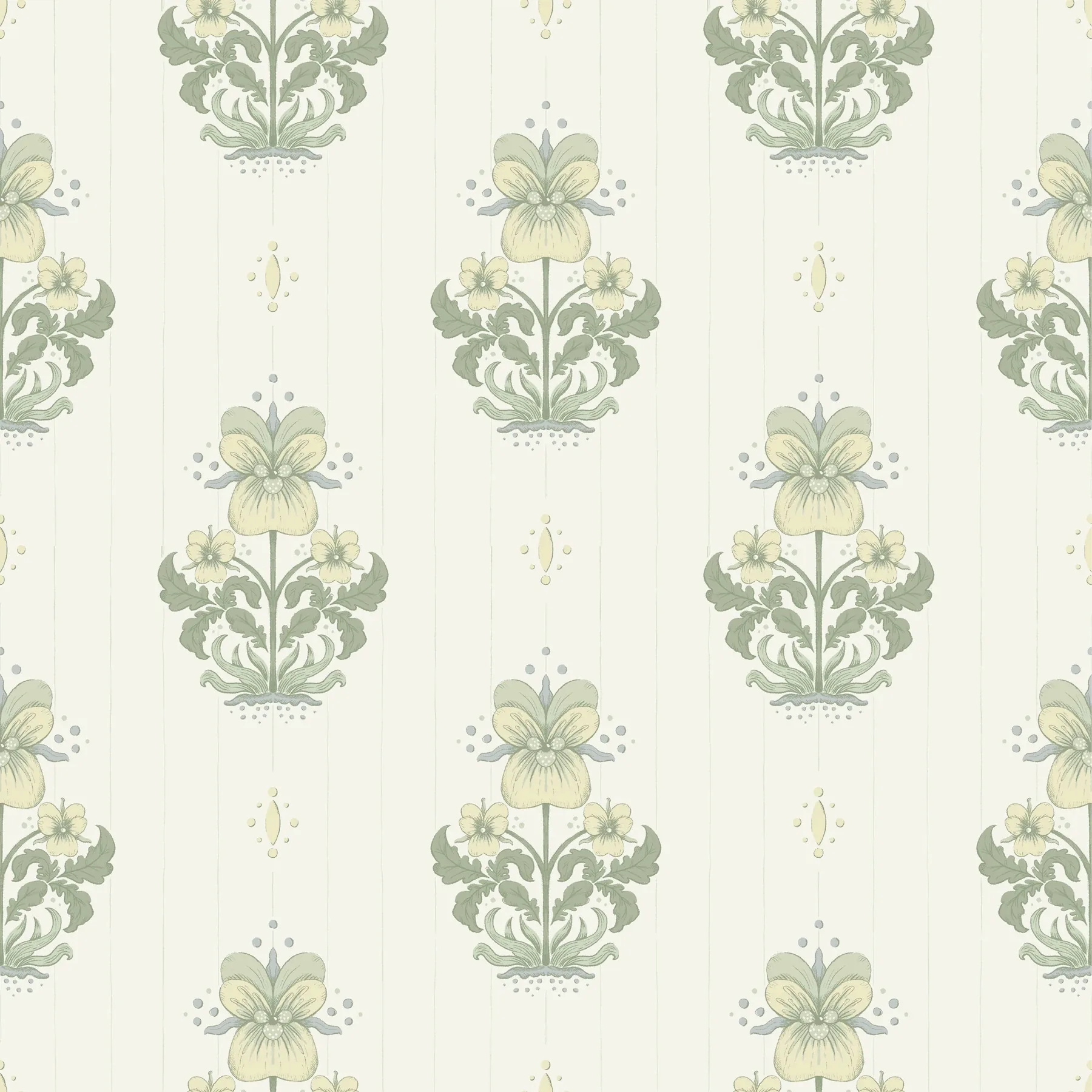 A-Street Prints Gullvie White Pansies Wallpaper - SKU 4201-48005
