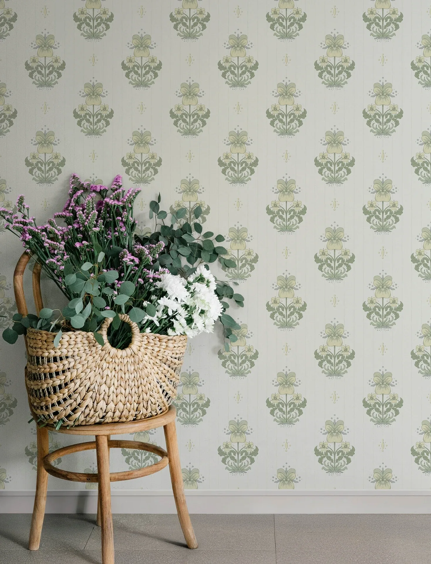 A-Street Prints Gullvie White Pansies Wallpaper | Wallpaper Twins A-Street Prints Gullvie White Pansies Wallpaper - SKU 4201-48005