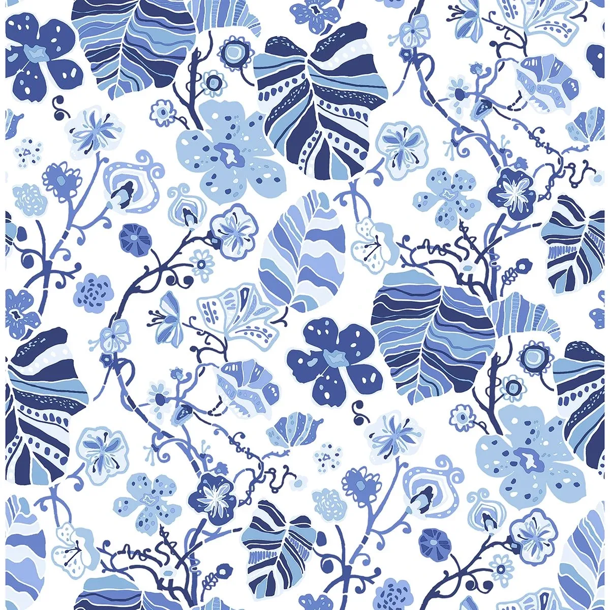A-Street Prints Gwyneth Indigo Floral Wallpaper - SKU 2903-25810