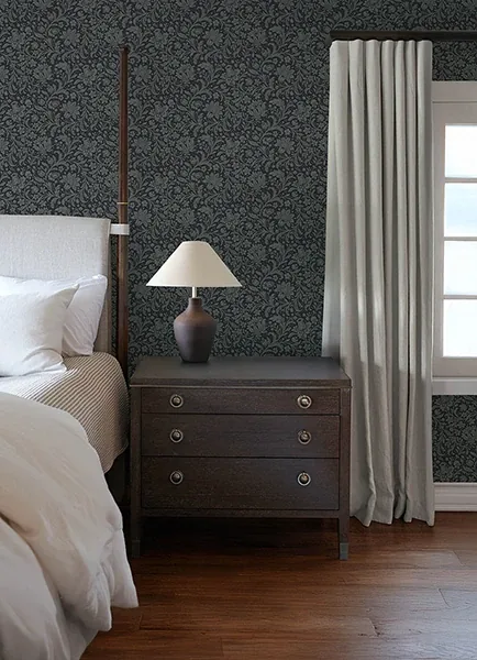 A-Street Prints Hague Dark Blue Floral Trail Wallpaper | Wallpaper Twins A-Street Prints Hague Dark Blue Floral Trail Wallpaper - SKU 4173-27626