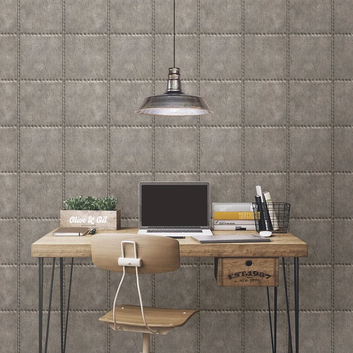 A-Street Prints Hale Pewter Sheet Metal Wallpaper - SKU 2922-22343