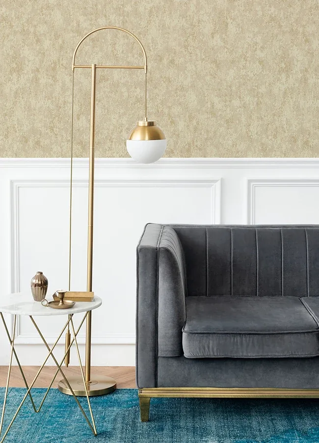 A-Street Prints Haliya Champagne Metallic Plaster Wallpaper - SKU 4105-86659