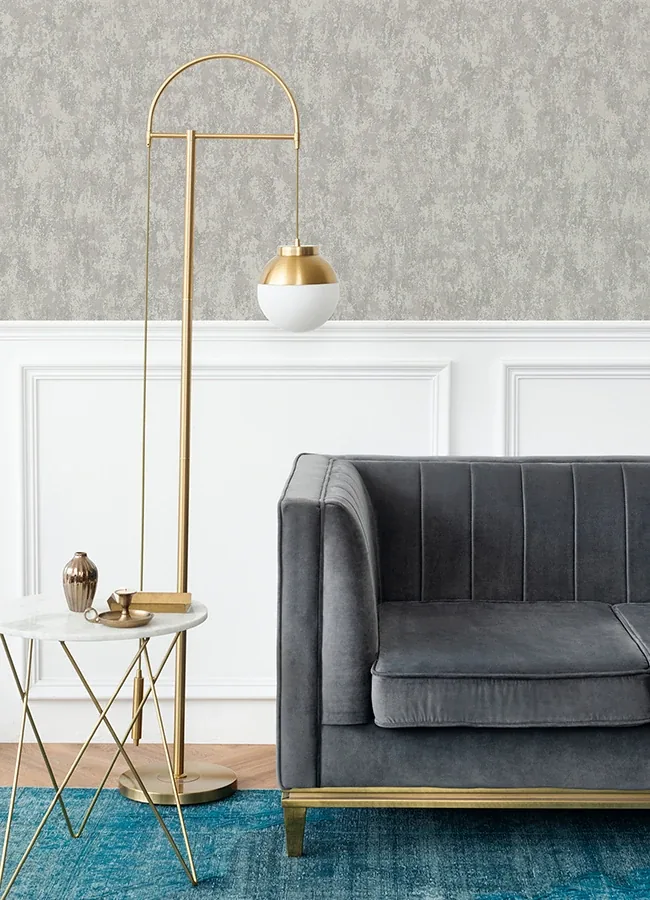 A-Street Prints Haliya Silver Metallic Plaster Wallpaper - SKU 4105-86661