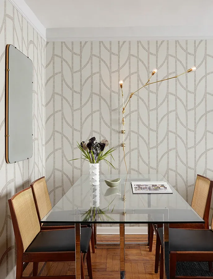 A-Street Prints Harlow Champagne Curved Contours Wallpaper - SKU 4141-27140