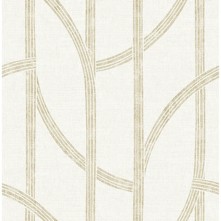 4141-27139 | Harlow Gold Curved Contours Wallpaper