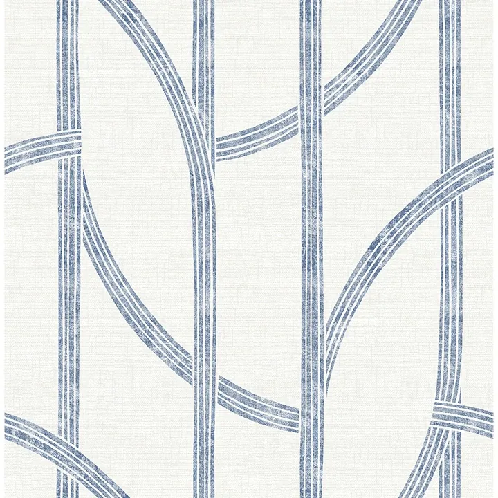 4141-27142 | Harlow Indigo Curved Contours Wallpaper