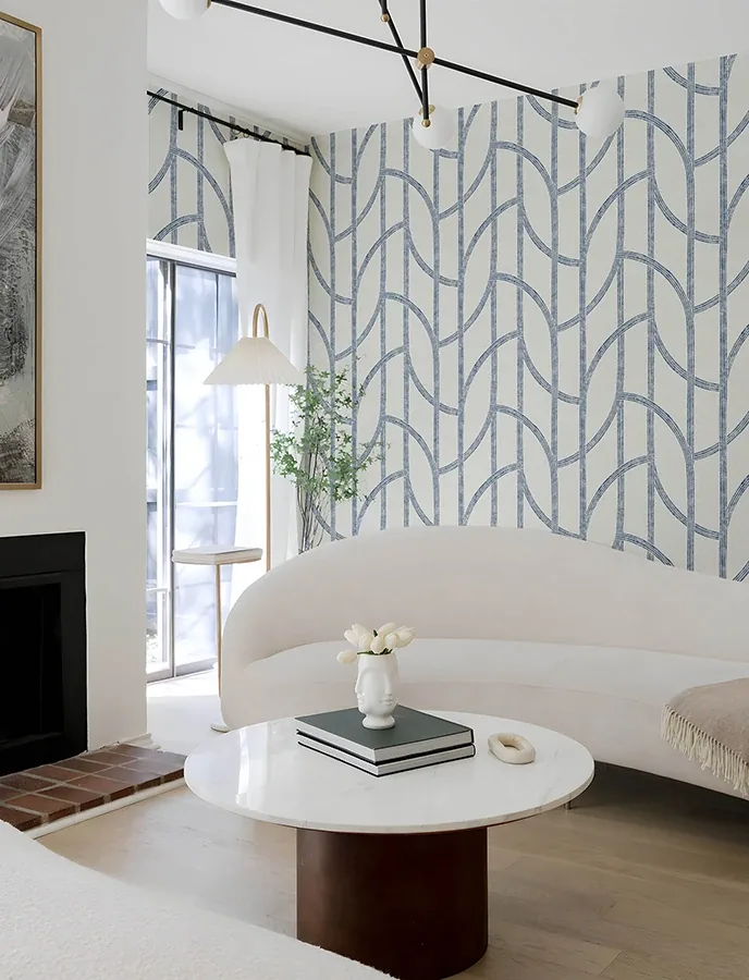 A-Street Prints Harlow Indigo Curved Contours Wallpaper | Wallpaper Twins A-Street Prints Harlow Indigo Curved Contours Wallpaper - SKU 4141-27142