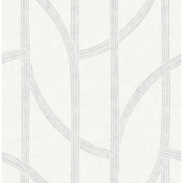 A-Street Prints Harlow Silver Curved Contours Wallpaper - SKU 4141-27138