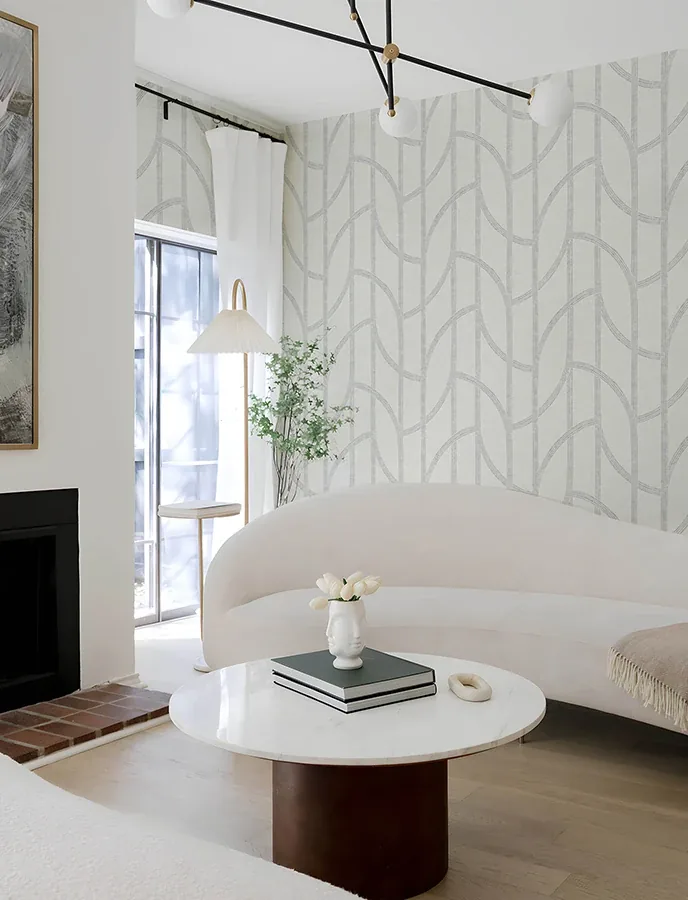A-Street Prints Harlow Silver Curved Contours Wallpaper | Wallpaper Twins A-Street Prints Harlow Silver Curved Contours Wallpaper - SKU 4141-27138