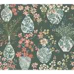A-Street Prints Harper Green Floral Vase Wallpaper | Wallpaper Twins A-Street Prints Harper Green Floral Vase Wallpaper - SKU 4120-72000