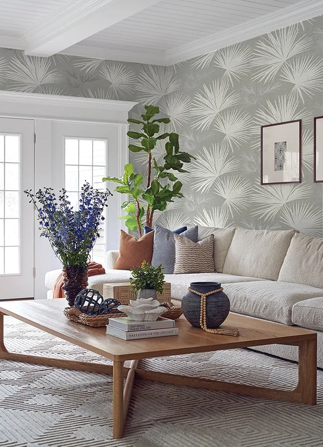 A-Street Prints Hatteras Grey Palms Wallpaper - SKU 4172-27488