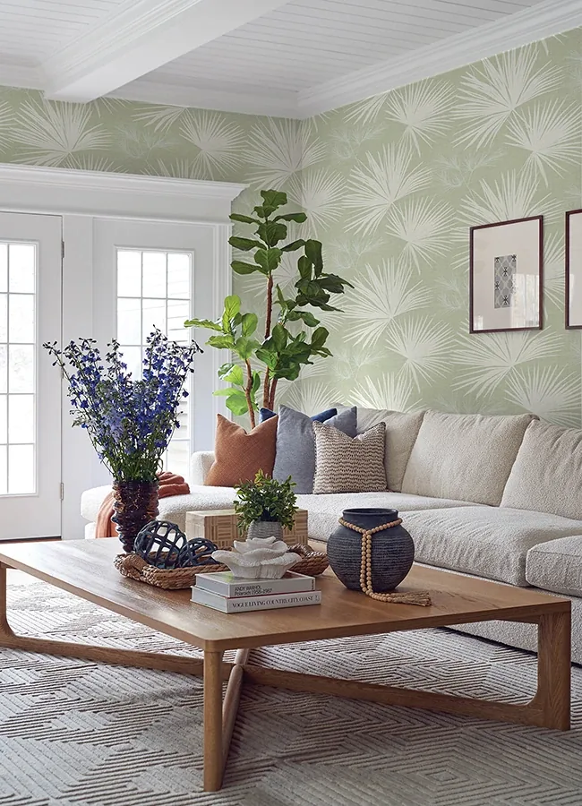 A-Street Prints Hatteras Light Green Palms Wallpaper - SKU 4172-27490