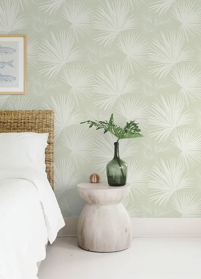 A-Street Prints Hatteras Light Green Palms Wallpaper - SKU 4172-27490