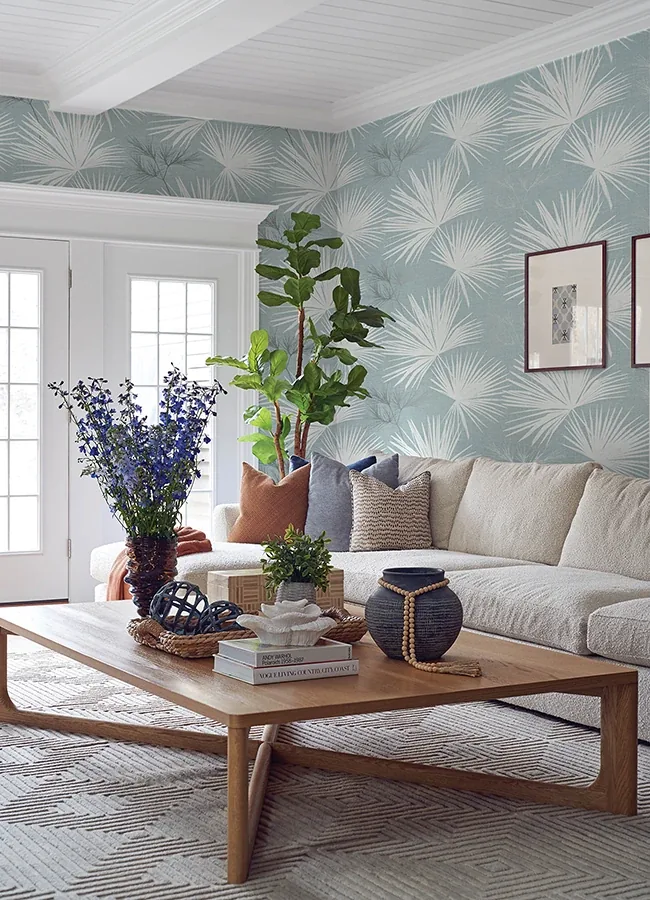 A-Street Prints Hatteras Sky Blue Palms Wallpaper - SKU 4172-27491