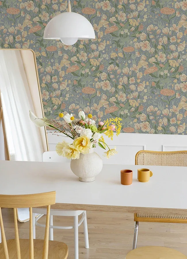 A-Street Prints Hava Coral Meadow Flowers Wallpaper | Wallpaper Twins A-Street Prints Hava Coral Meadow Flowers Wallpaper - SKU 4143-22013