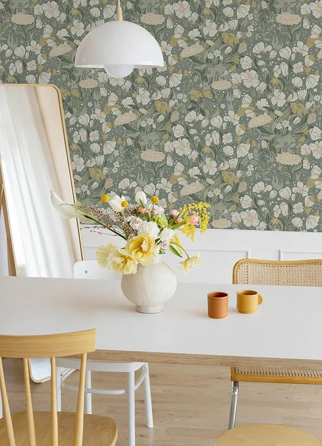 A-Street Prints Hava Moss Meadow Flowers Wallpaper | Wallpaper Twins A-Street Prints Hava Moss Meadow Flowers Wallpaper - SKU 4143-22014