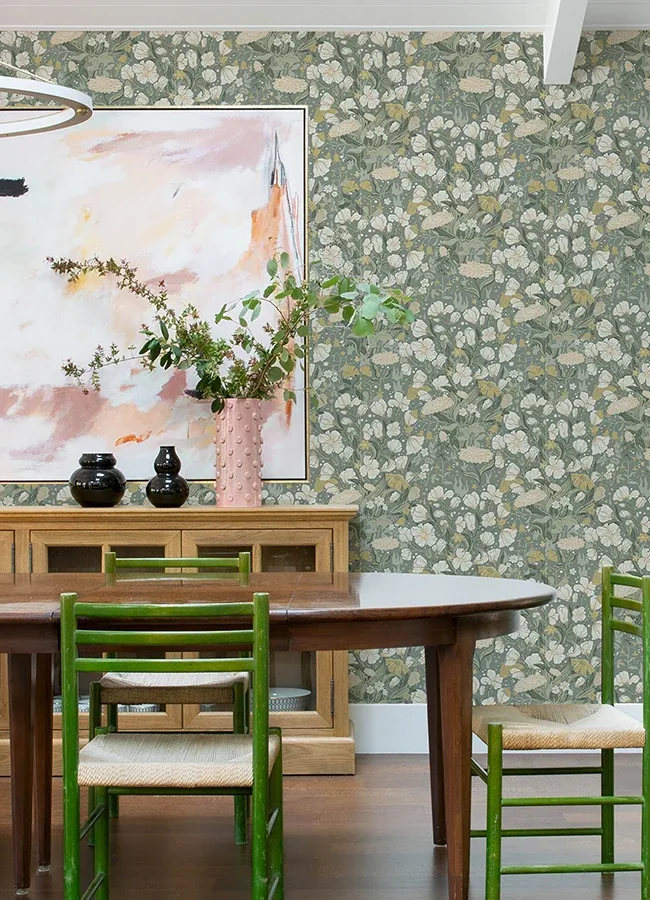 A-Street Prints Hava Moss Meadow Flowers Wallpaper | Wallpaper Twins A-Street Prints Hava Moss Meadow Flowers Wallpaper - SKU 4143-22014