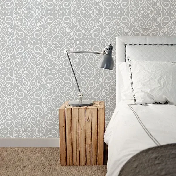 A-Street Prints Heavenly Grey Damask Wallpaper - SKU 2716-23815