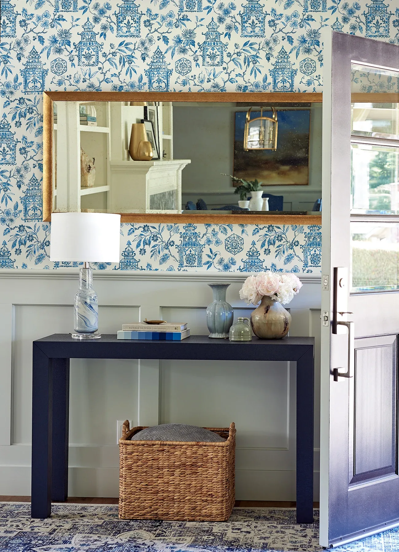 A-Street Prints Helaine Blue Pagoda Wallpaper | Wallpaper Twins A-Street Prints Helaine Blue Pagoda Wallpaper - SKU 4081-26310