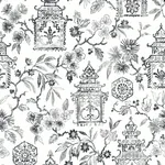 A-Street Prints Helaine Charcoal Pagoda Wallpaper - SKU 4081-26311