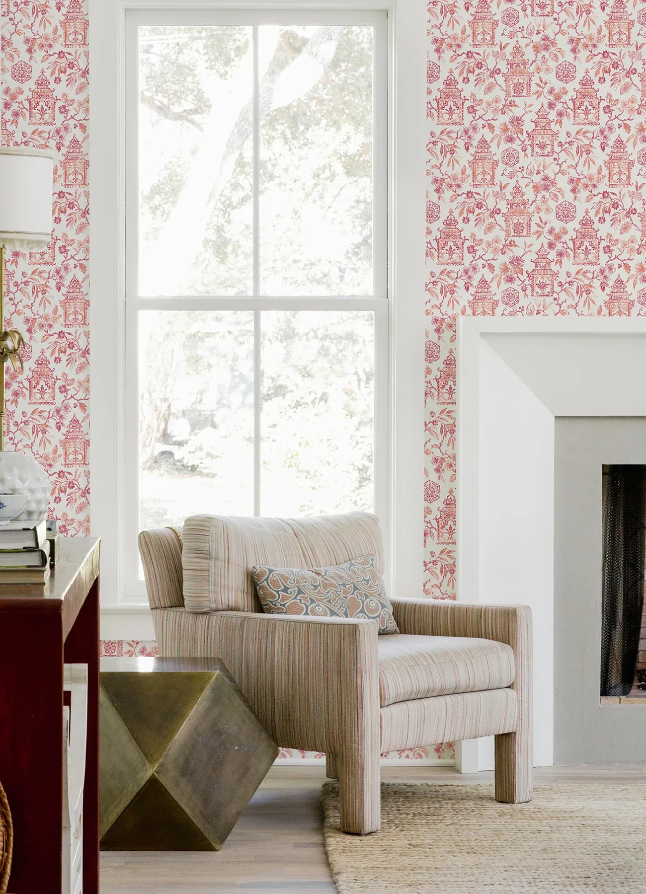 A-Street Prints Helaine Coral Pagoda Wallpaper - SKU 4081-26313