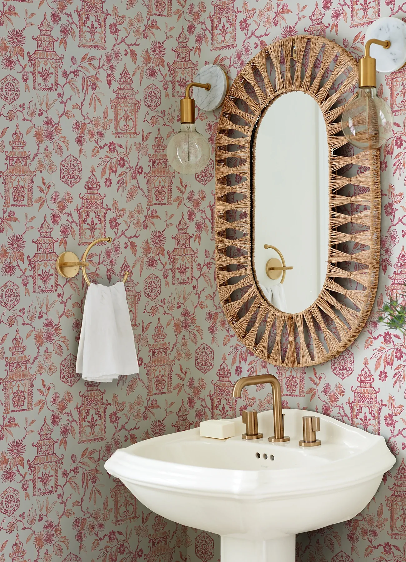 A-Street Prints Helaine Coral Pagoda Wallpaper - SKU 4081-26313