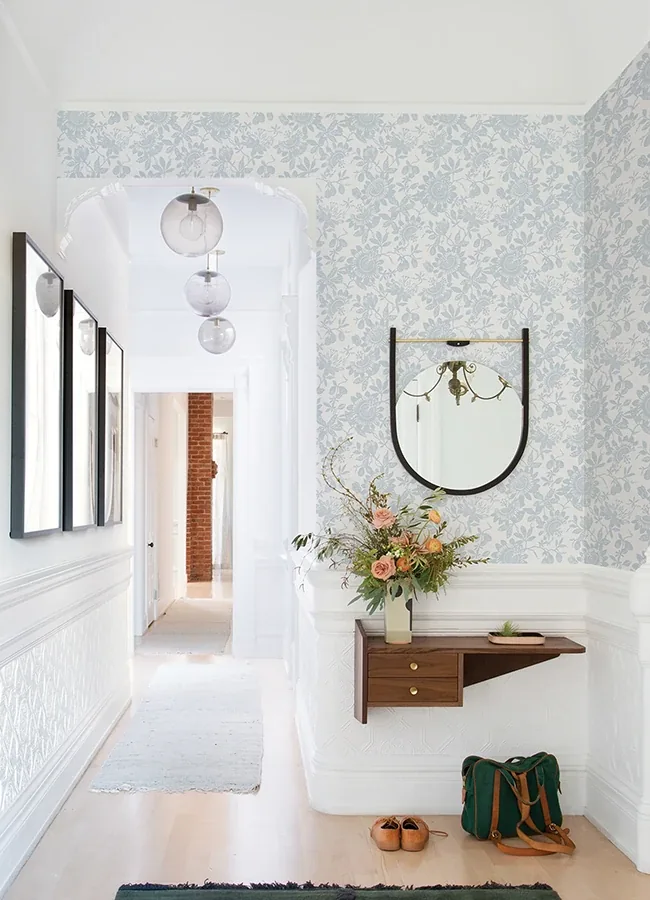 A-Street Prints Helen Light Blue Floral Trail Wallpaper - SKU 4074-26631