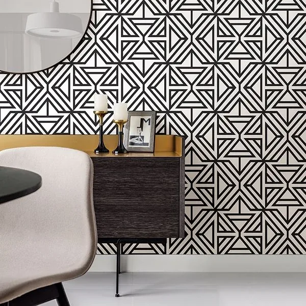 A-Street Prints Helios Black Geometric Wallpaper - SKU 2902-25553