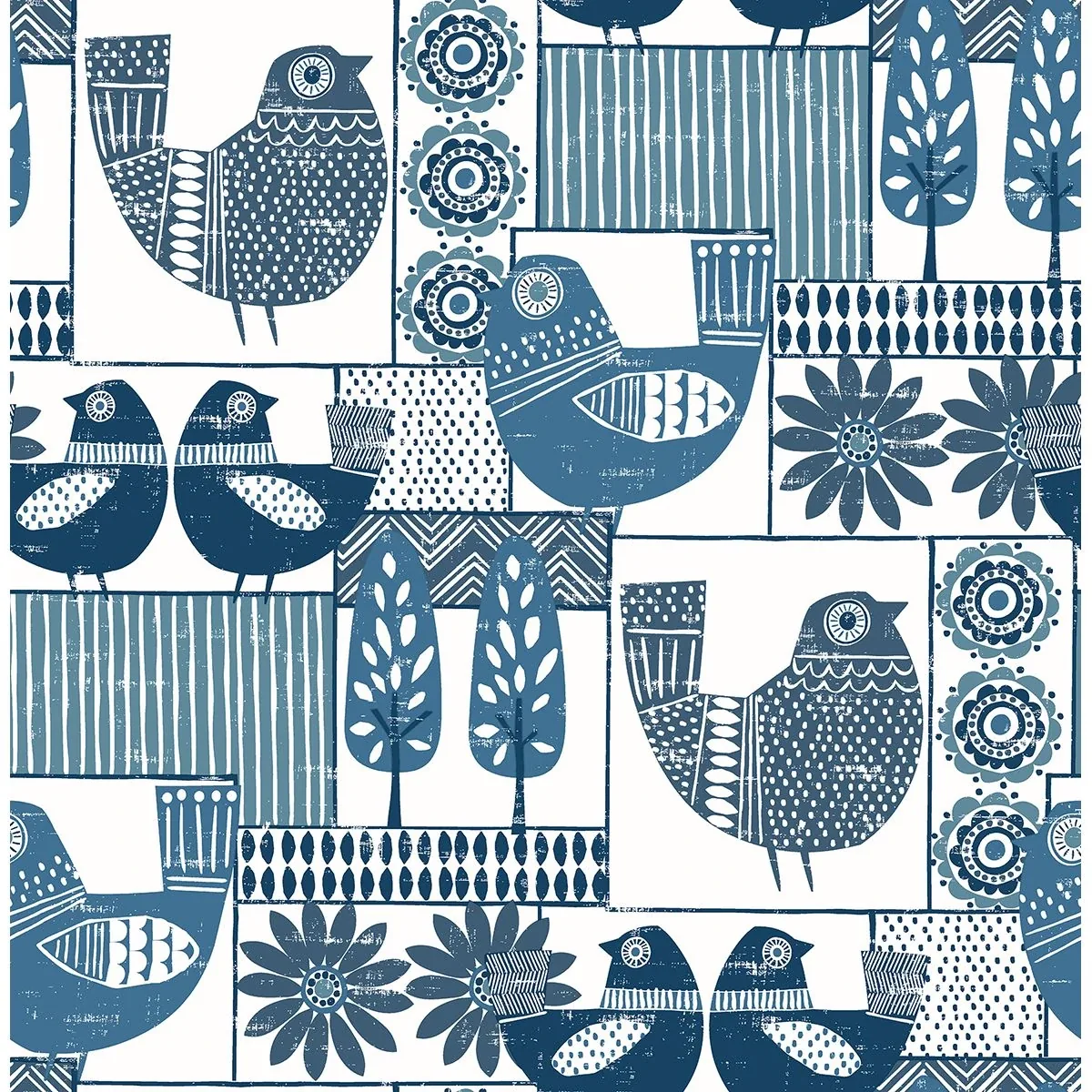 2821-25113 | Hennika Blue Patchwork Wallpaper