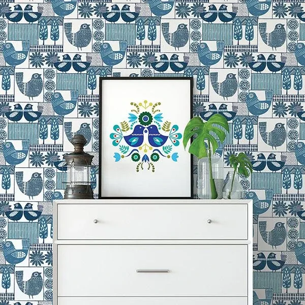 A-Street Prints Hennika Blue Patchwork Wallpaper - SKU 2821-25113