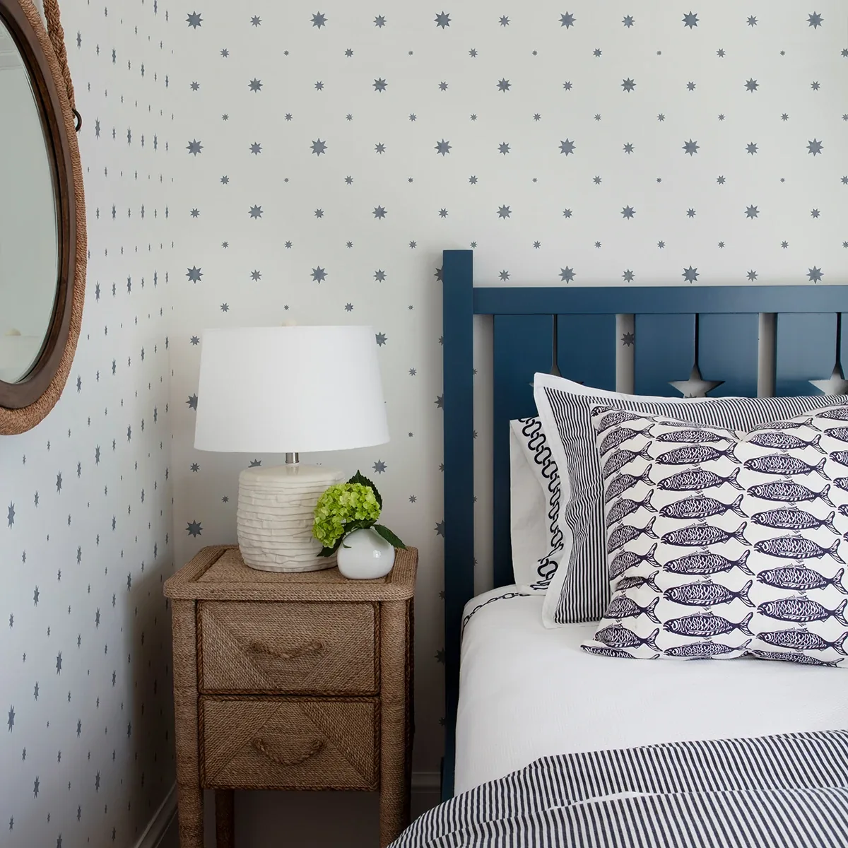 A-Street Prints Henry Blue Starburst Wallpaper - SKU AST4351
