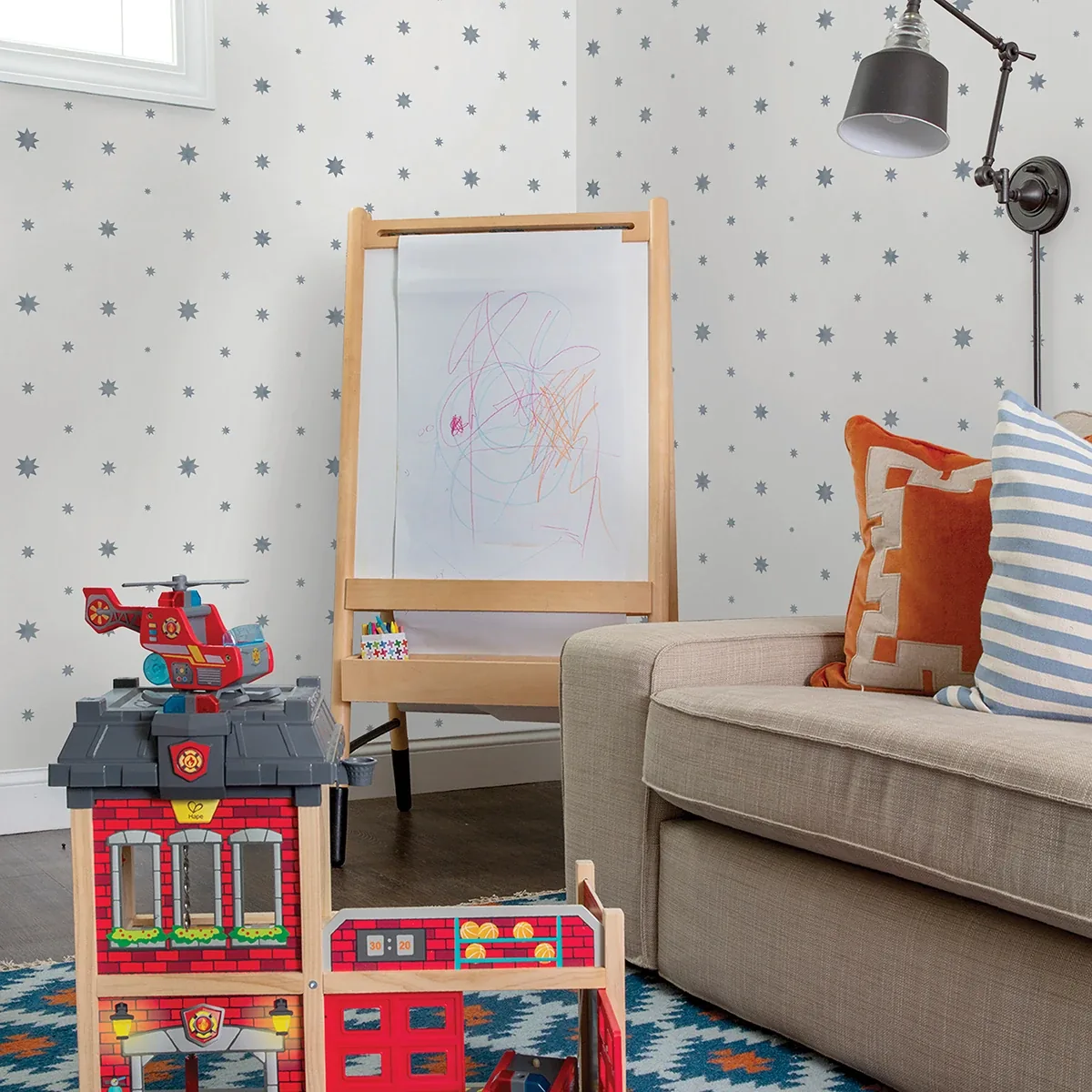 A-Street Prints Henry Blue Starburst Wallpaper - SKU AST4351
