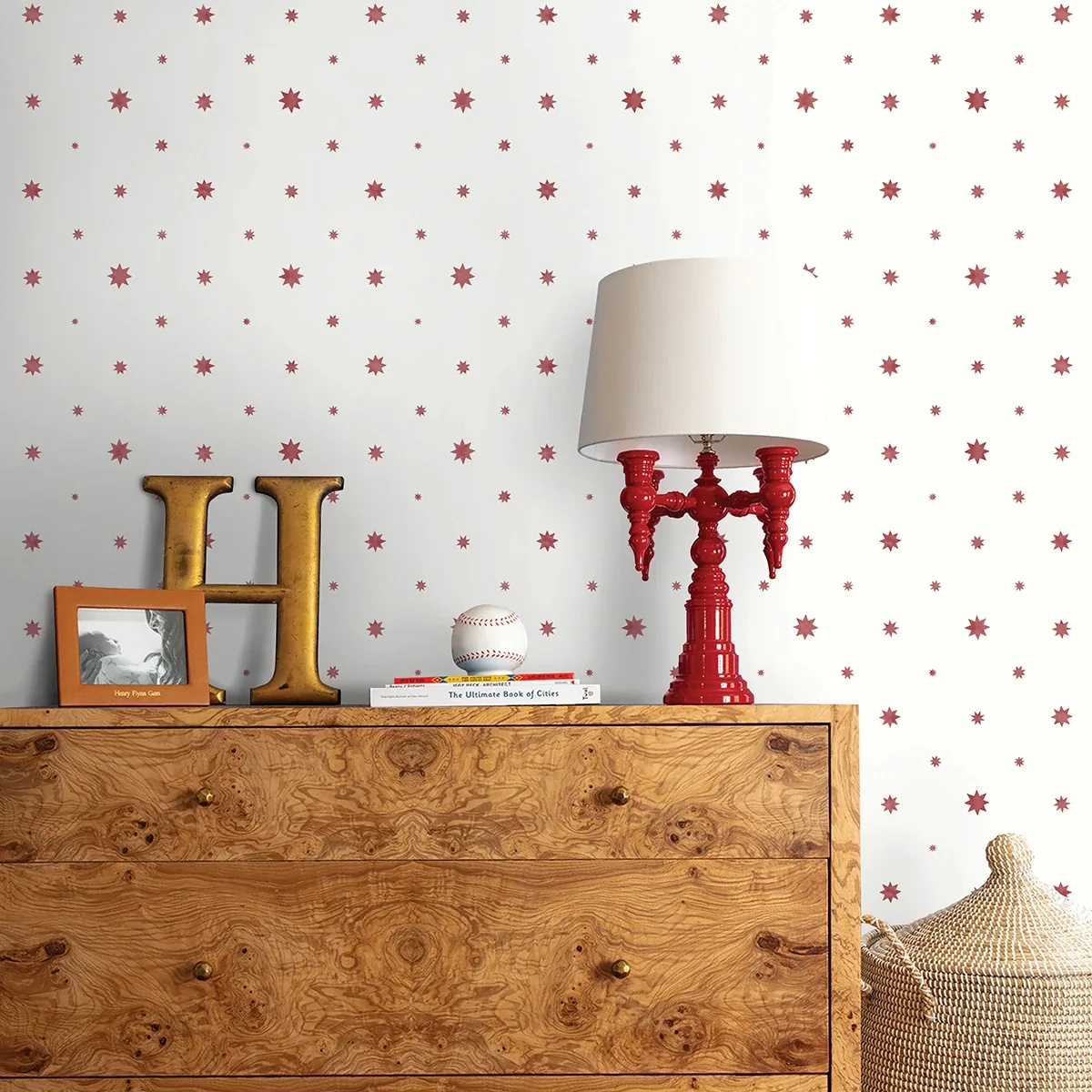 A-Street Prints Henry Red Starburst Wallpaper - SKU AST4353