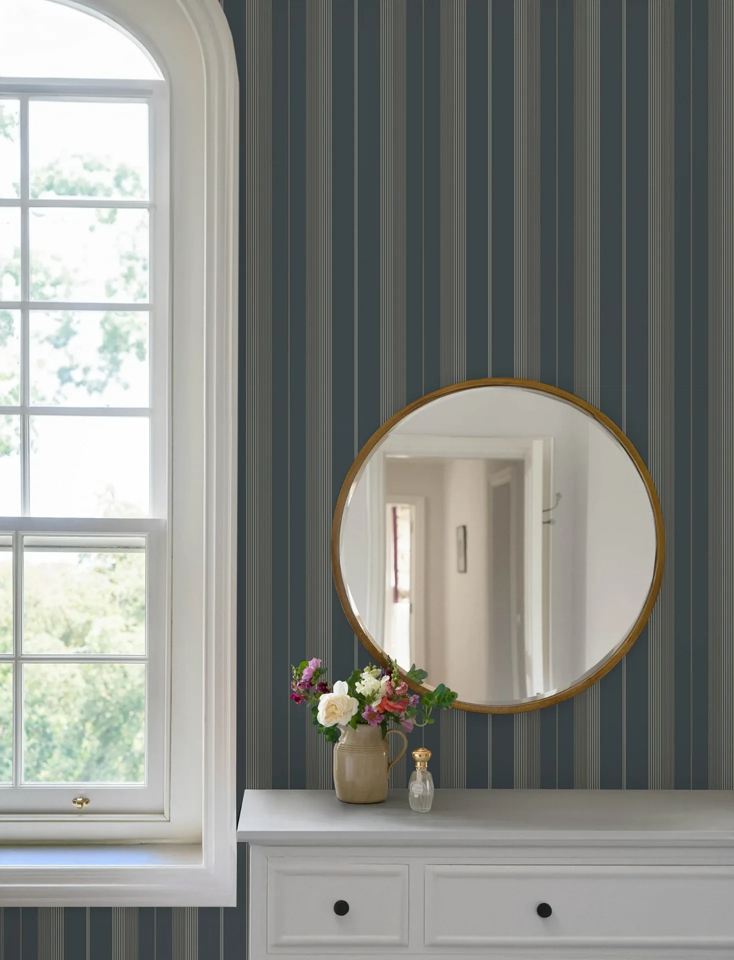 A-Street Prints Herrgård Navy Stripe Wallpaper - SKU 4201-20120
