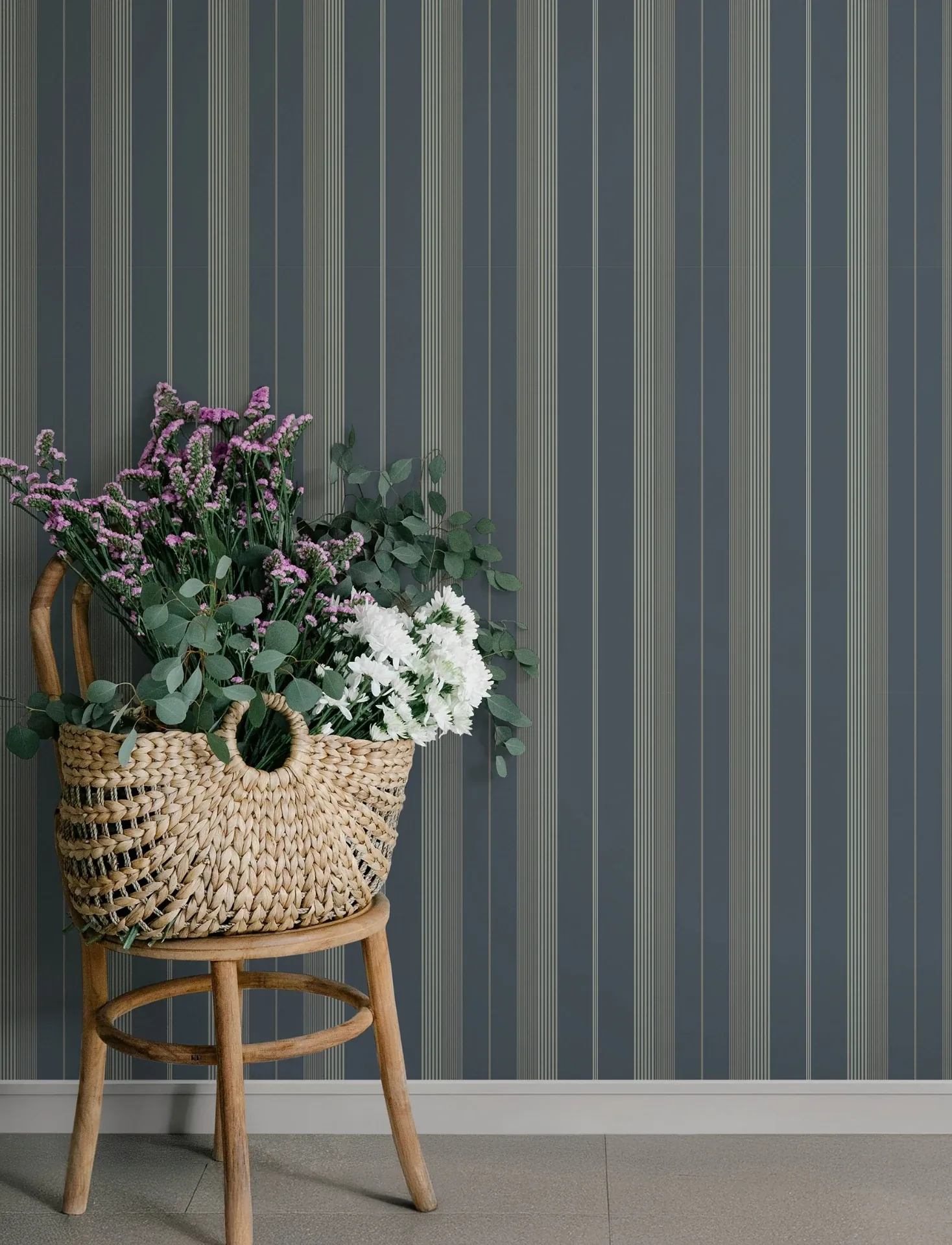 A-Street Prints Herrgård Navy Stripe Wallpaper - SKU 4201-20120