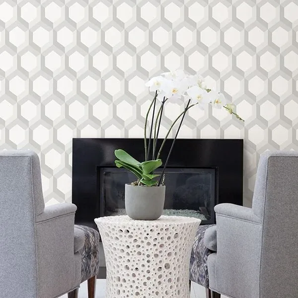 A-Street Prints Hex Grey Geometric Wallpaper - SKU 2716-23840