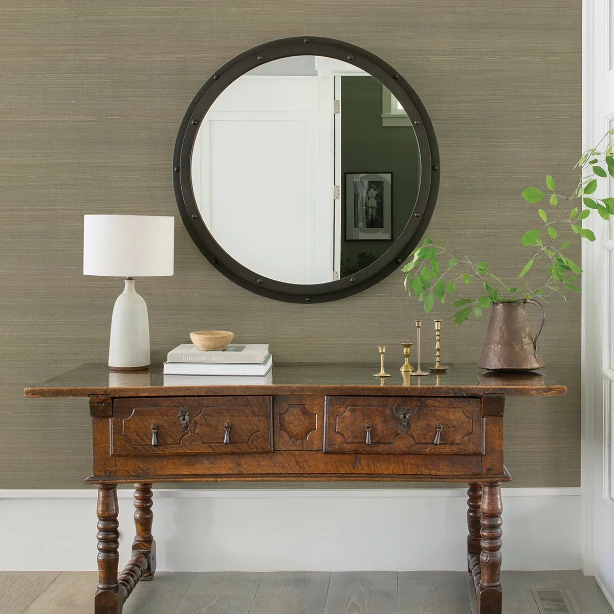 A-Street Prints Hiromi Pewter Abaca Grasscloth Wallpaper - SKU 2972-54752