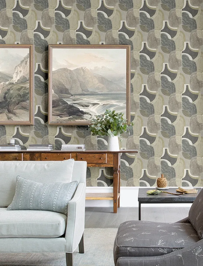 A-Street Prints Hollace Slate Geometric Wallpaper - SKU 4141-27132