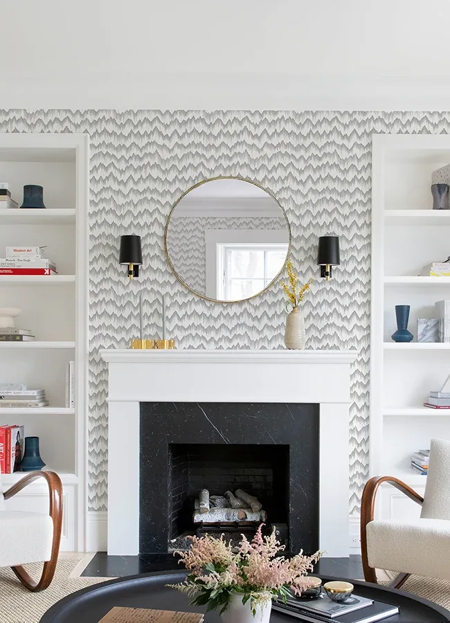 A-Street Prints Holmby Grey Brushstroke Zigzag Wallpaper - SKU 4034-26779