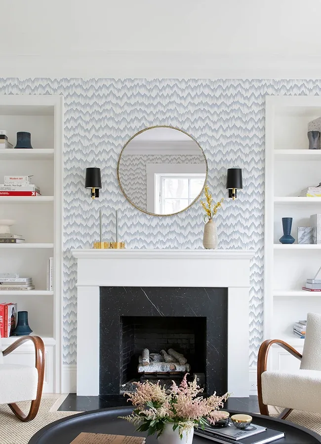 A-Street Prints Holmby Light Blue Brushstroke Zigzag Wallpaper - SKU 4034-26777