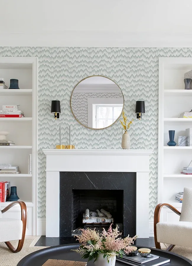 A-Street Prints Holmby Seafoam Brushstroke Zigzag Wallpaper - SKU 4034-26776
