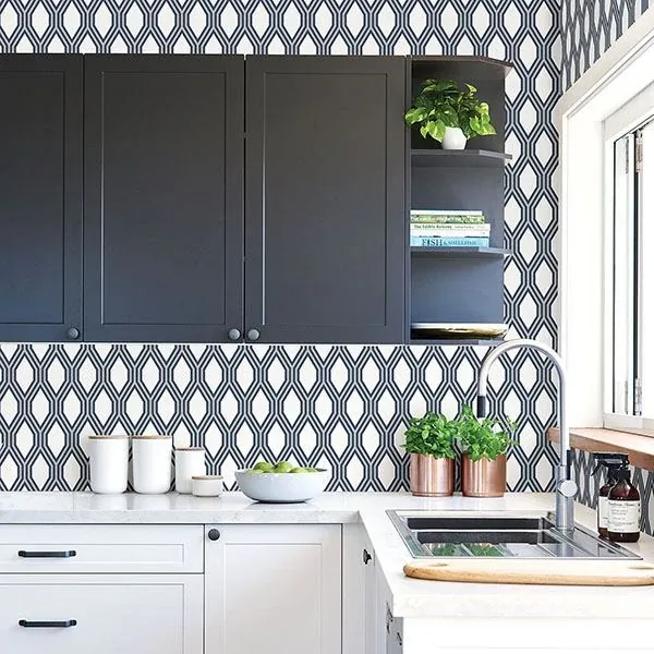 A-Street Prints Honeycomb Navy Navy Geometric Wallpaper - SKU 2782-24504