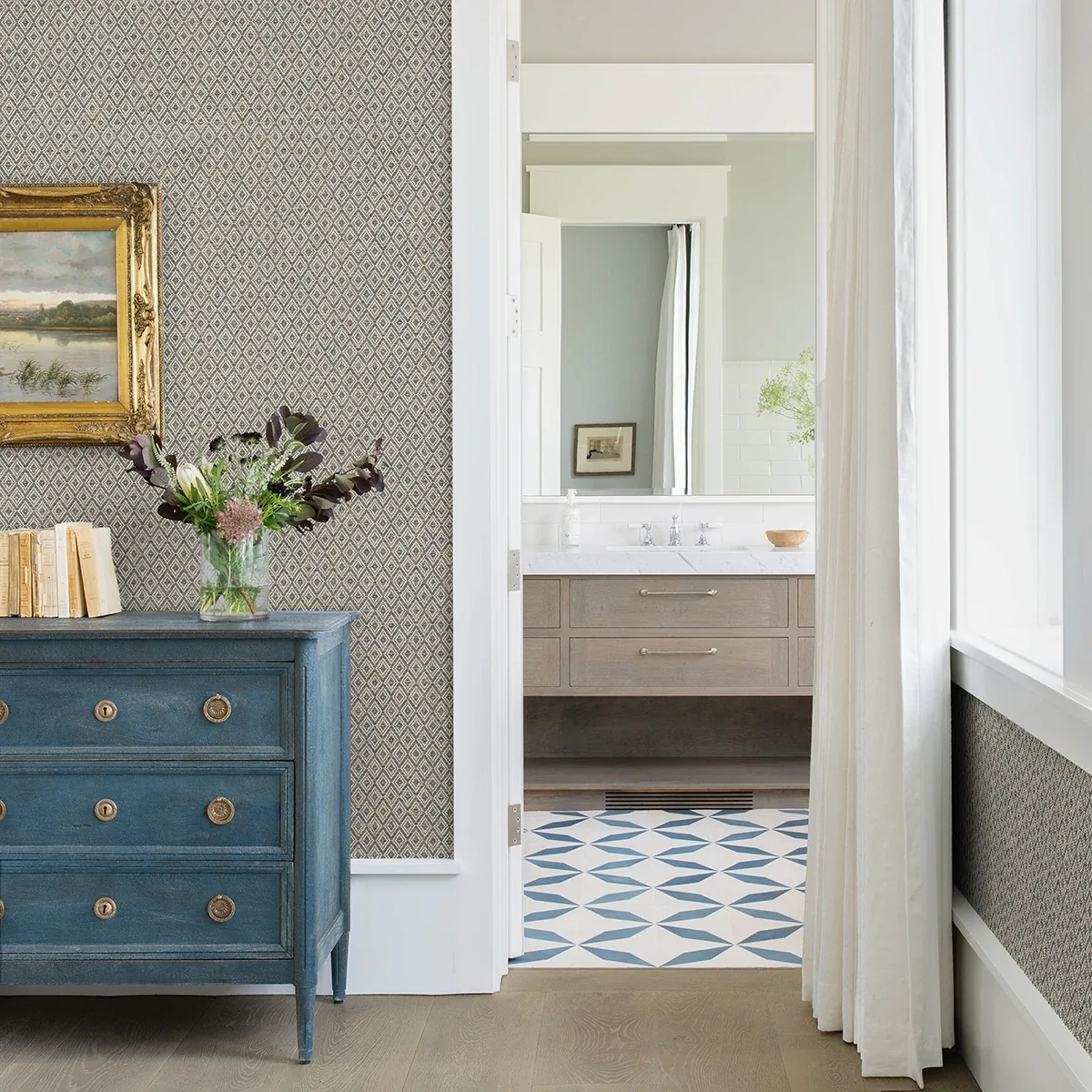 A-Street Prints Hui Denim Paper Weave Grasscloth Wallpaper - SKU 2972-86148