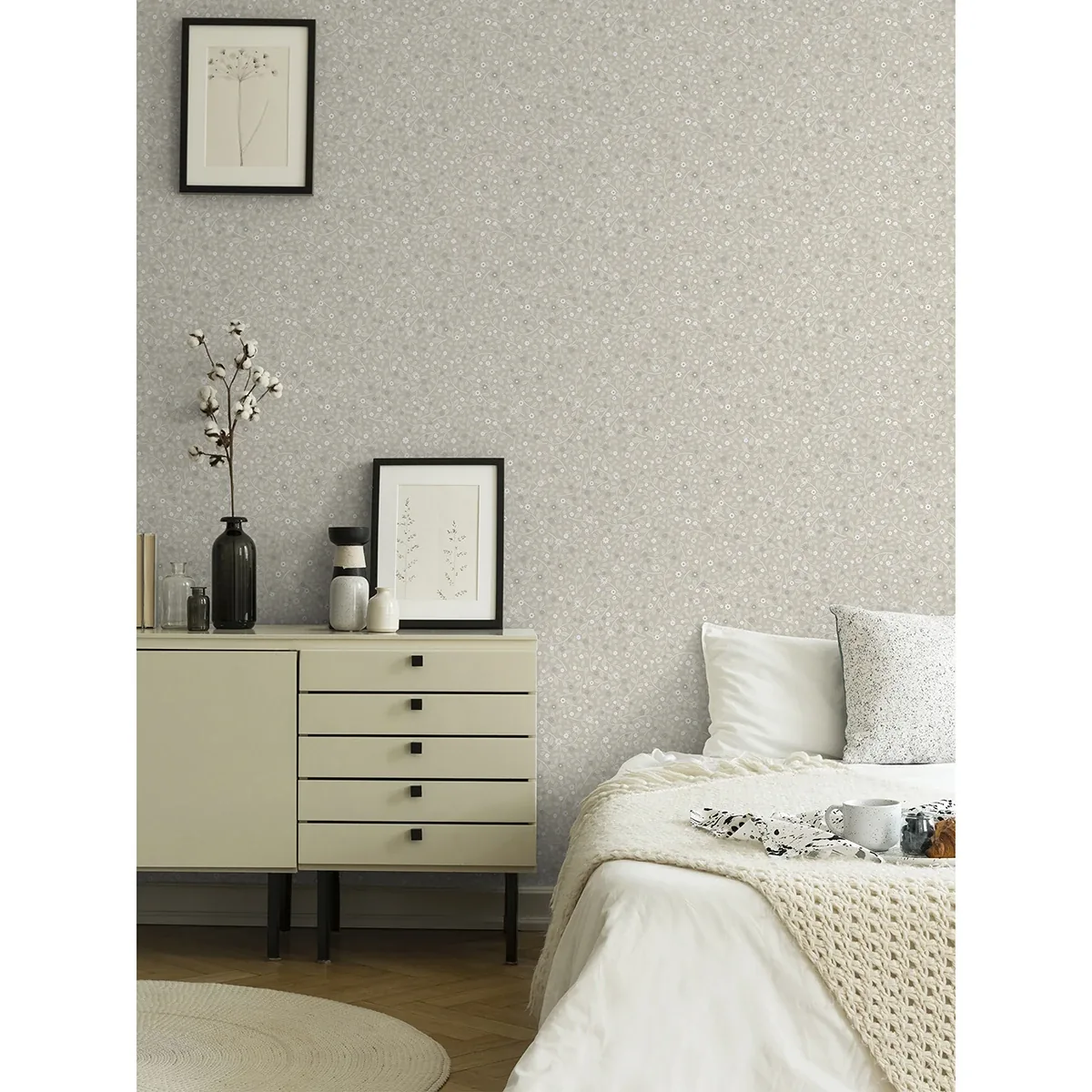 A-Street Prints Hummelvik Light Grey Daisy Trail Wallpaper - SKU 2999-24126