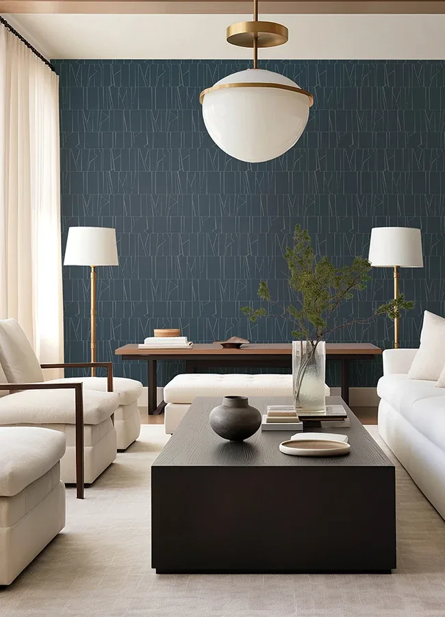 A-Street Prints Huntington Indigo Geometric Stripe Wallpaper - SKU 4155-72821