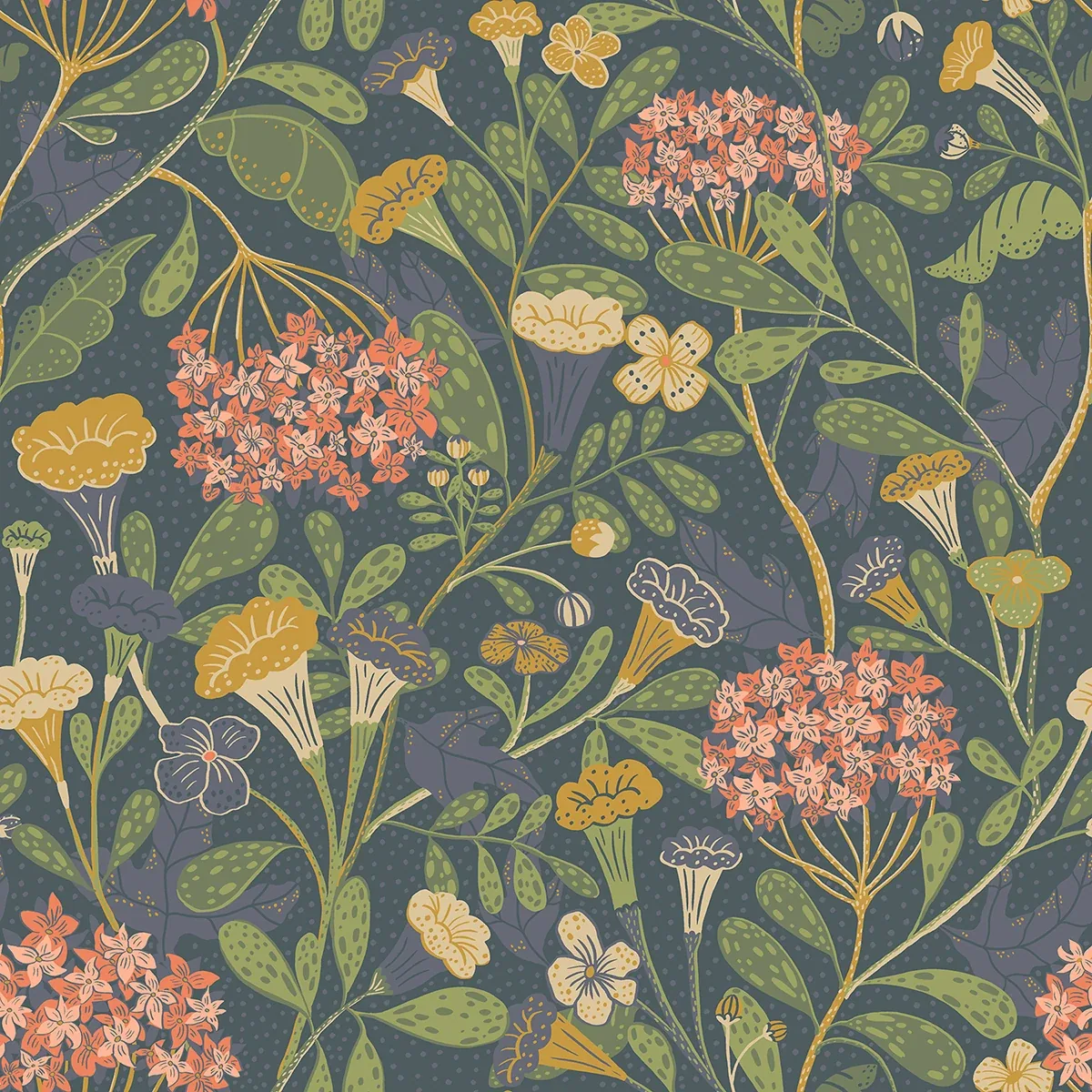 A-Street Prints Hybbe Blue Hydrangea Garden Wallpaper - SKU 2999-55020