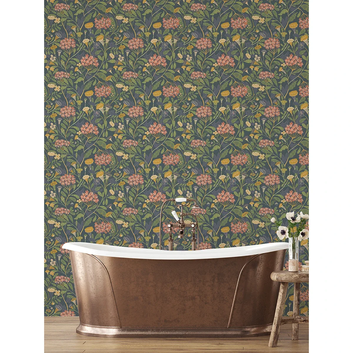 A-Street Prints Hybbe Blue Hydrangea Garden Wallpaper - SKU 2999-55020