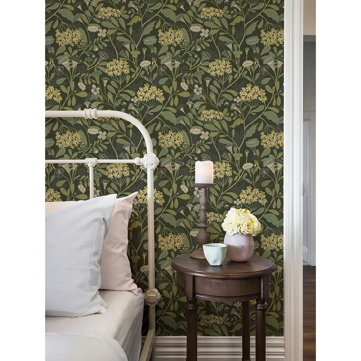 A-Street Prints Hybbe Dark Green Hydrangea Garden Wallpaper - SKU 2999-55022