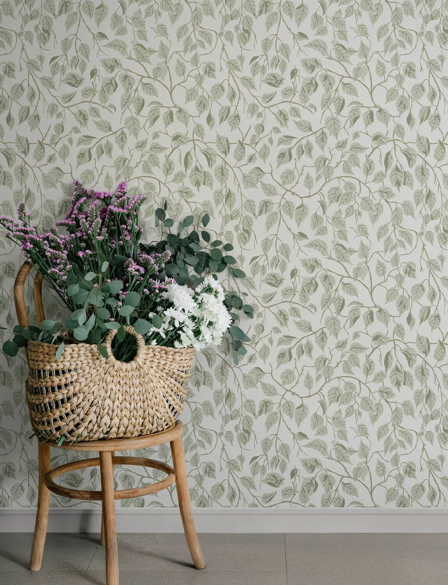 A-Street Prints Hängbjörk Sage Vine Wallpaper - SKU 4201-20107
